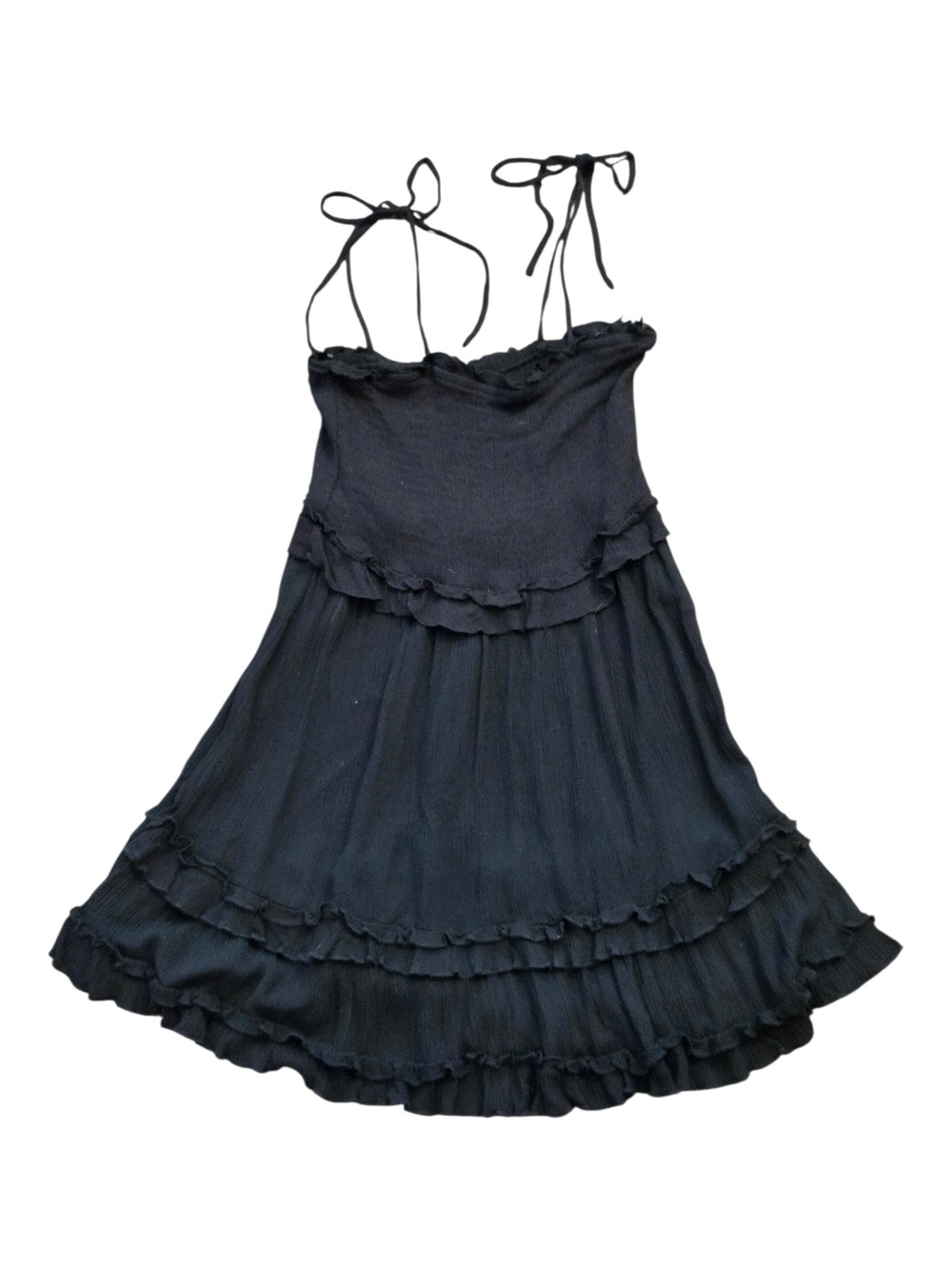 Forever 21 Black Ruffle Tie-Strap Casual Dress - Size M